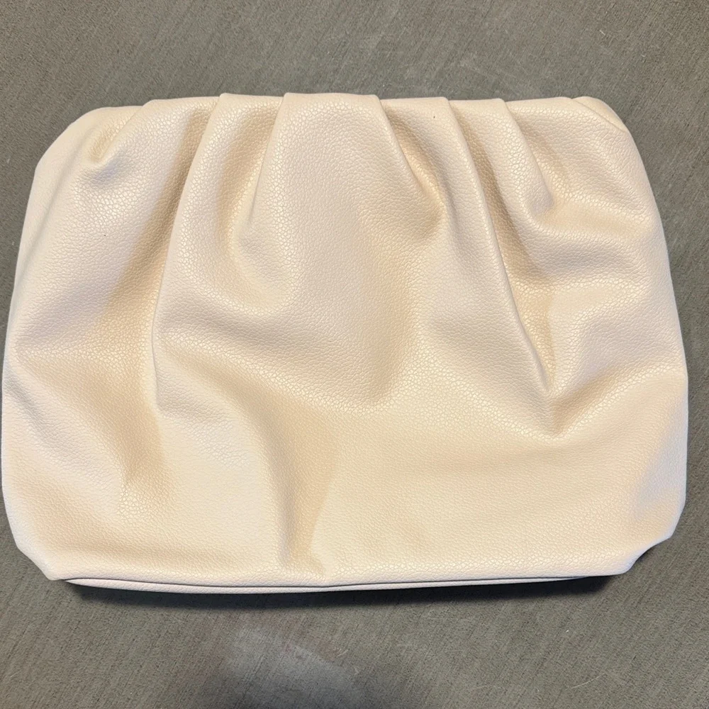 Moroccanoil Soft Cream Gathered Leather Clutch